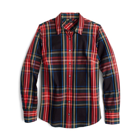 SOLD J Crew • Slim Stretch Perfect Shirt button down black Stewart Tartan plaid - Picture 4 of 14